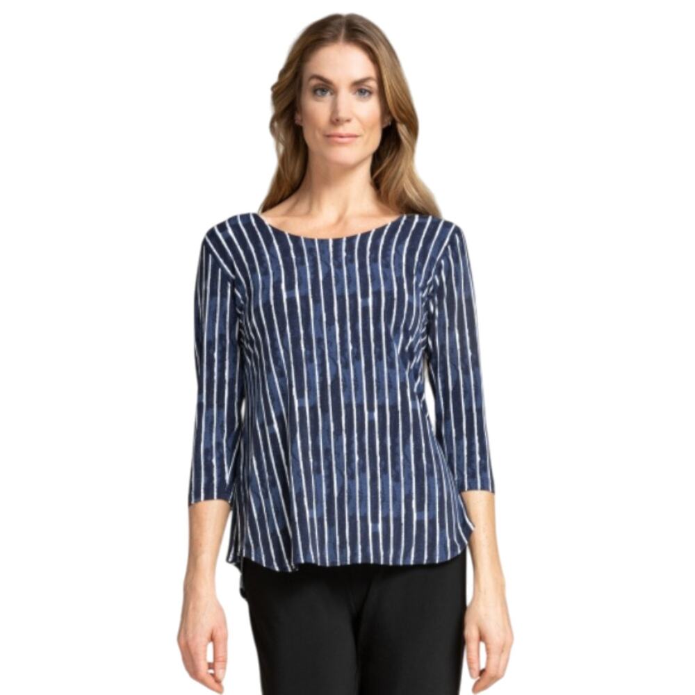 Sympli Blue Painted Lines White Striped Go To Classic Top